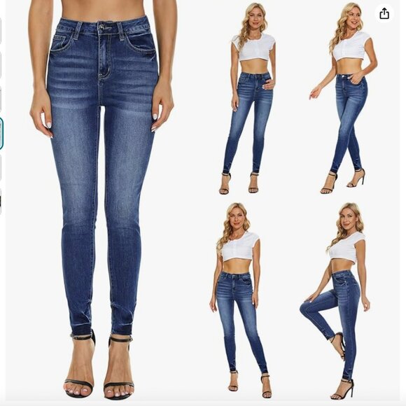 VIPONES Women's Skinny Jeans Stretchy High Rise Tummy Control Trendy Jeggings De - Picture 2 of 7